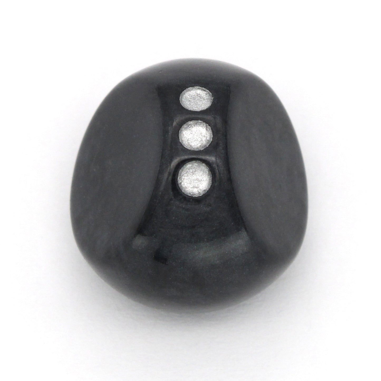 Legato d3s are made from swirled black acrylic with silver inked pips.