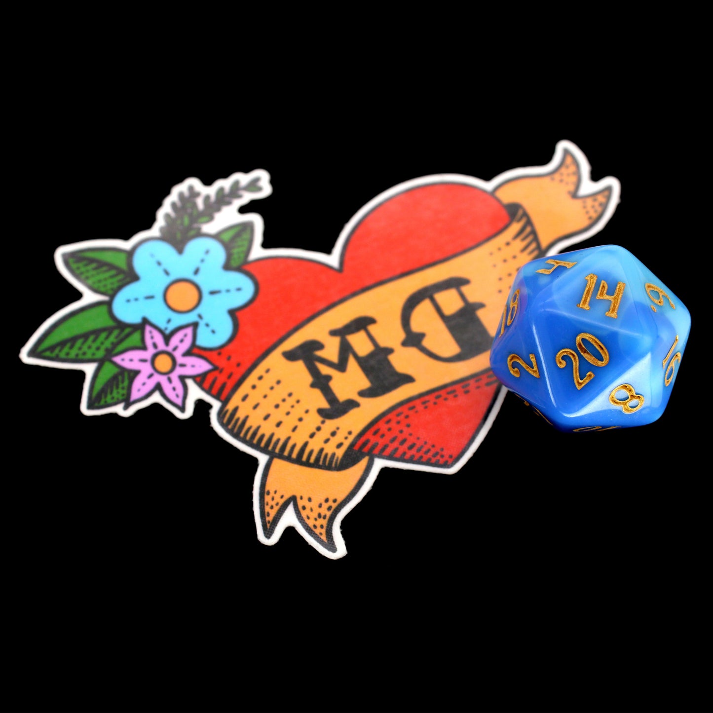 Dice Envy's Temporary Tattoos are about 4" long and are designed in-house by six D&D nerds who desperately long to be kids again. Application with a wet sponge recommended, lasts for about 24 hours, easily washes off with soap and some friction.