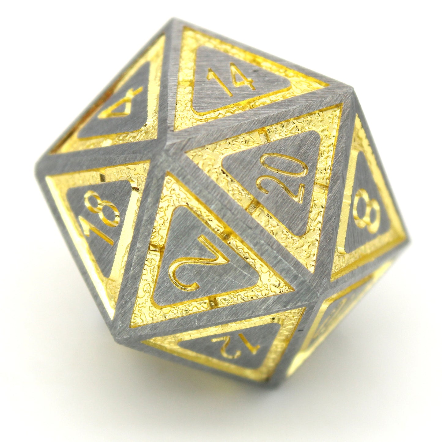 Ore Core is an 8-piece metal set featuring geometric channels of textured golden yellow enamel running through a frosted steel frame. Perfect for your next sci-fi campaign!