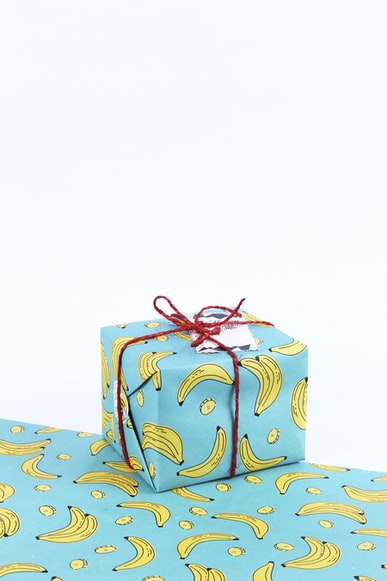 Present with banana wrapping paper
