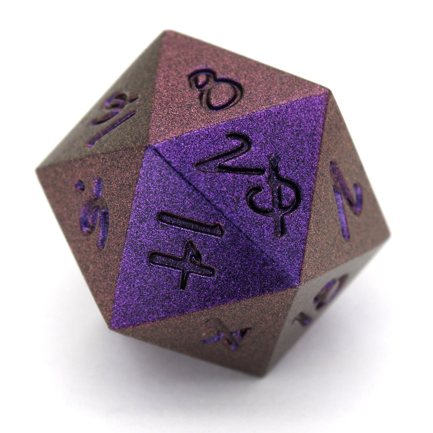 Mage Hand Arcane Trickster is a 7-piece, purple metal set featuring Aabria Iyengar's handwritten numbers.