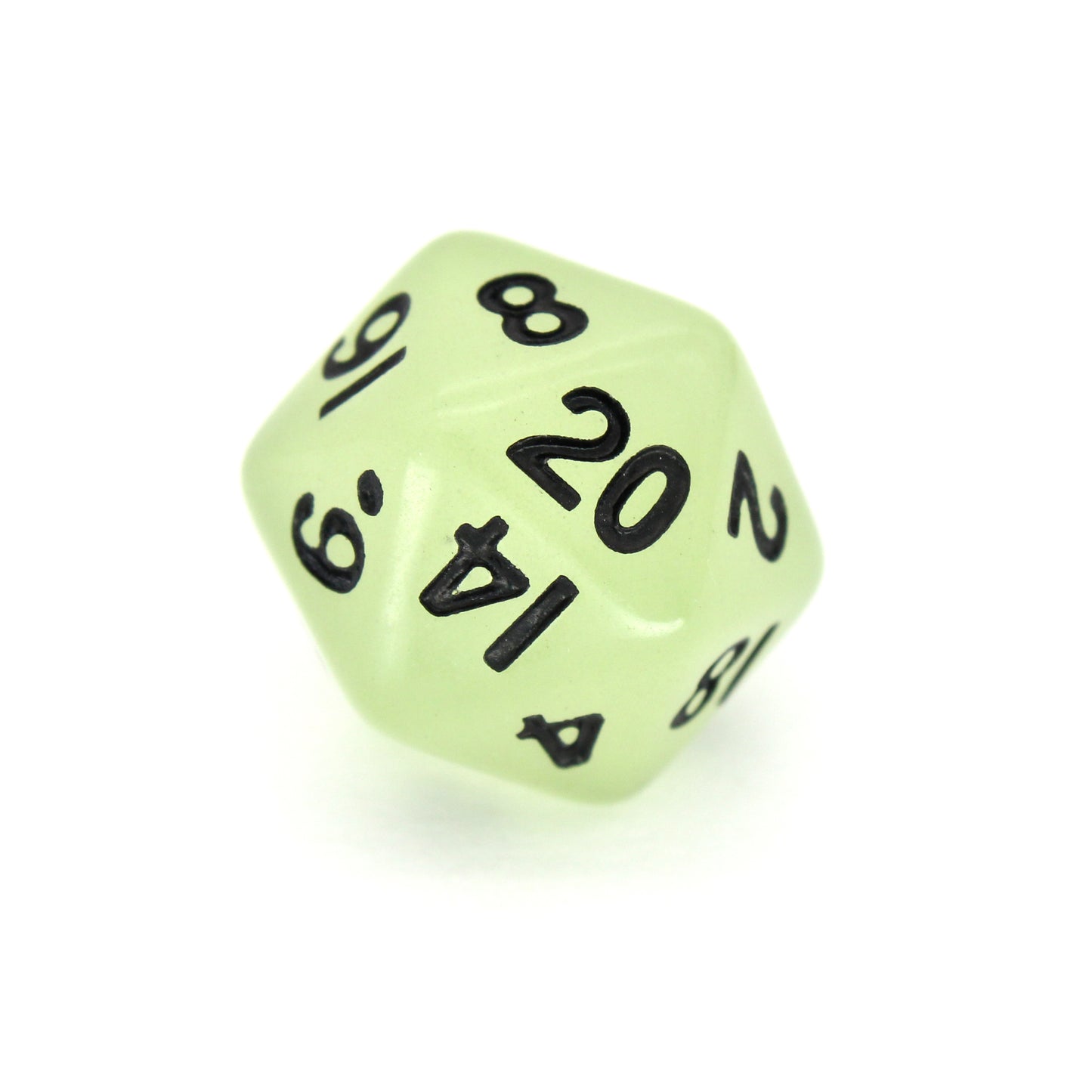 Acid Rain is a 7-piece 13mm semi-opaque resin dice set, inked in black.