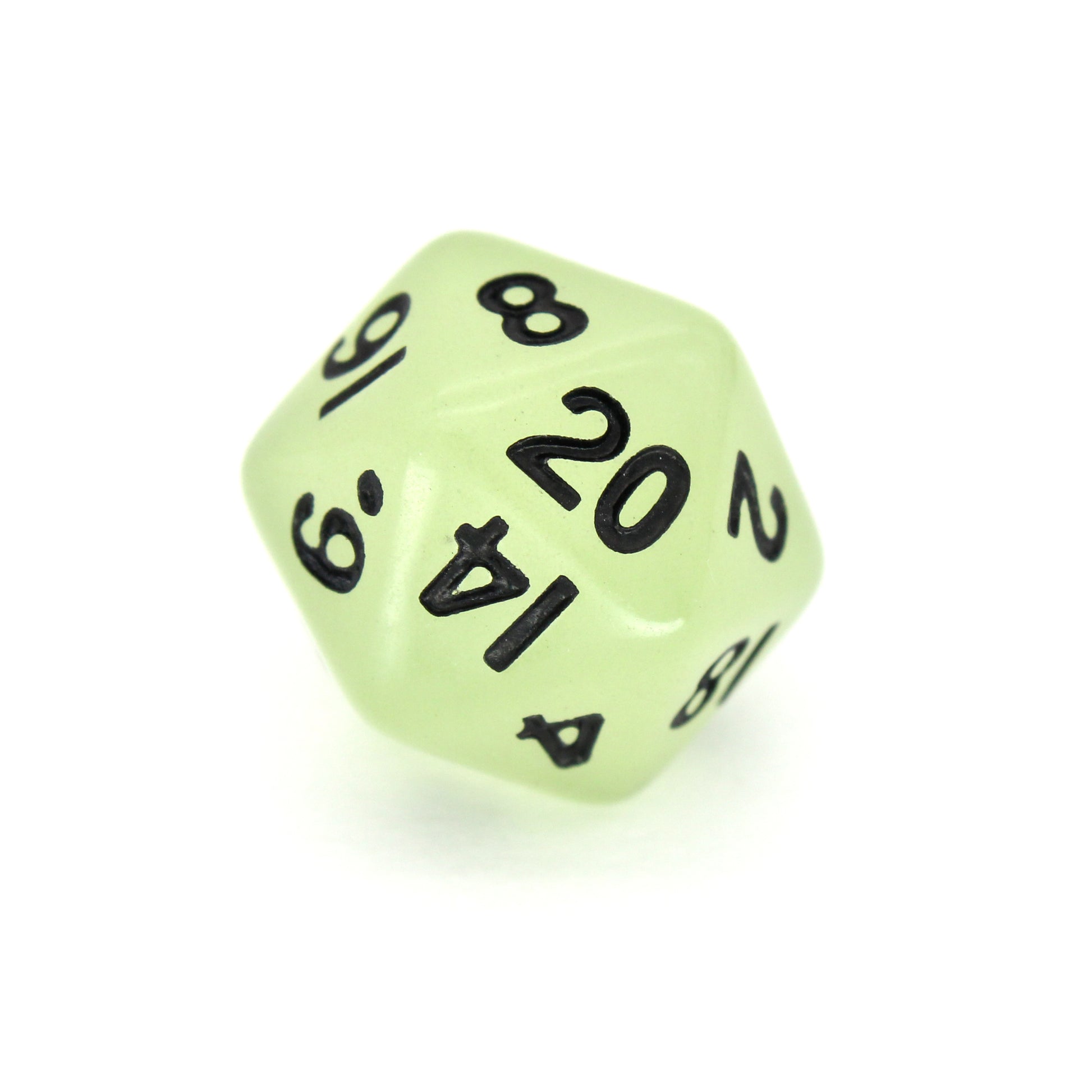 Acid Rain is a 7-piece 13mm semi-opaque resin dice set, inked in black.