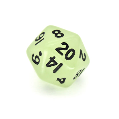 Acid Rain is a 7-piece 13mm semi-opaque resin dice set, inked in black.