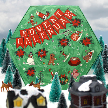 Each Dice Envy Advent Calendar is a 14" wide perforated calendar with over 30 exclusive TTRPG dice, including full sets and single dice!