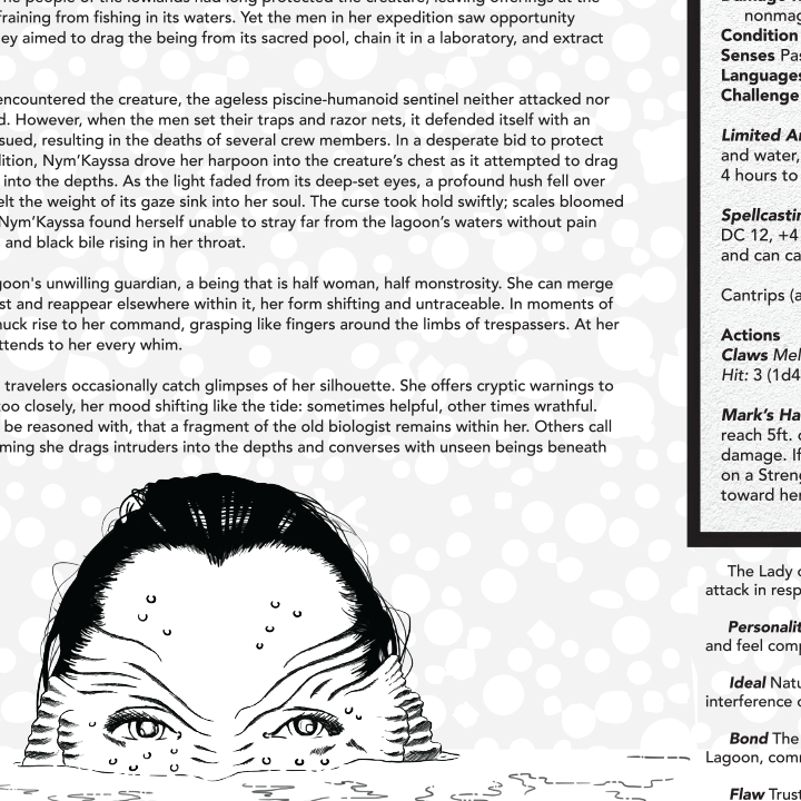 The Black Lagoon bundle includes .pdfs of a dungeon map, an NPC, and a loot table.