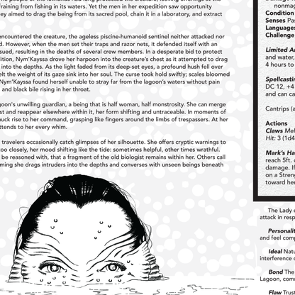 The Black Lagoon bundle includes .pdfs of a dungeon map, an NPC, and a loot table.