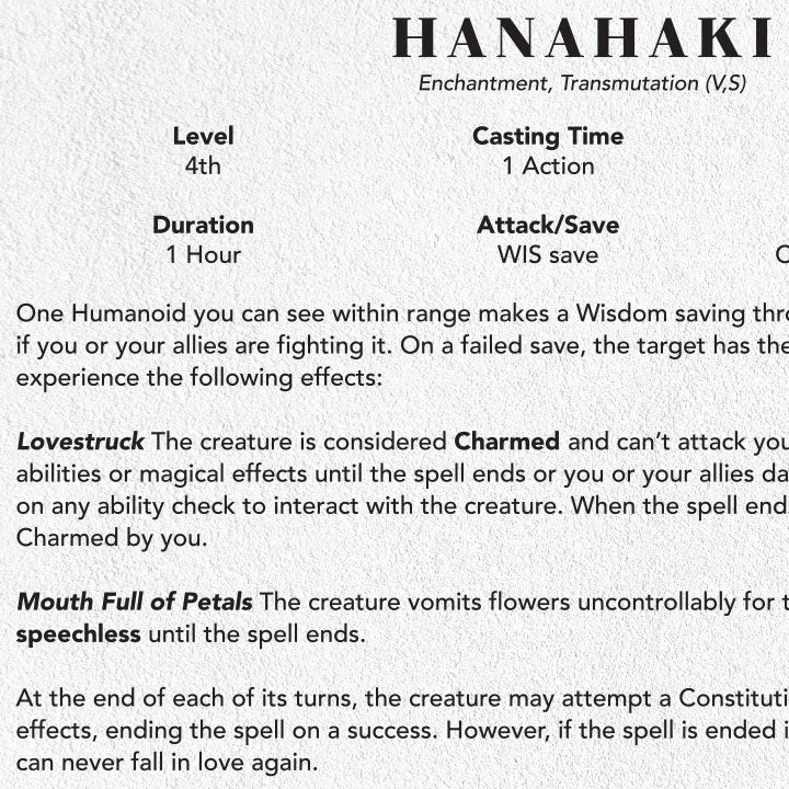 The Bleeding Hearts bundle includes .pdfs of a weapon stat block and two new spells.