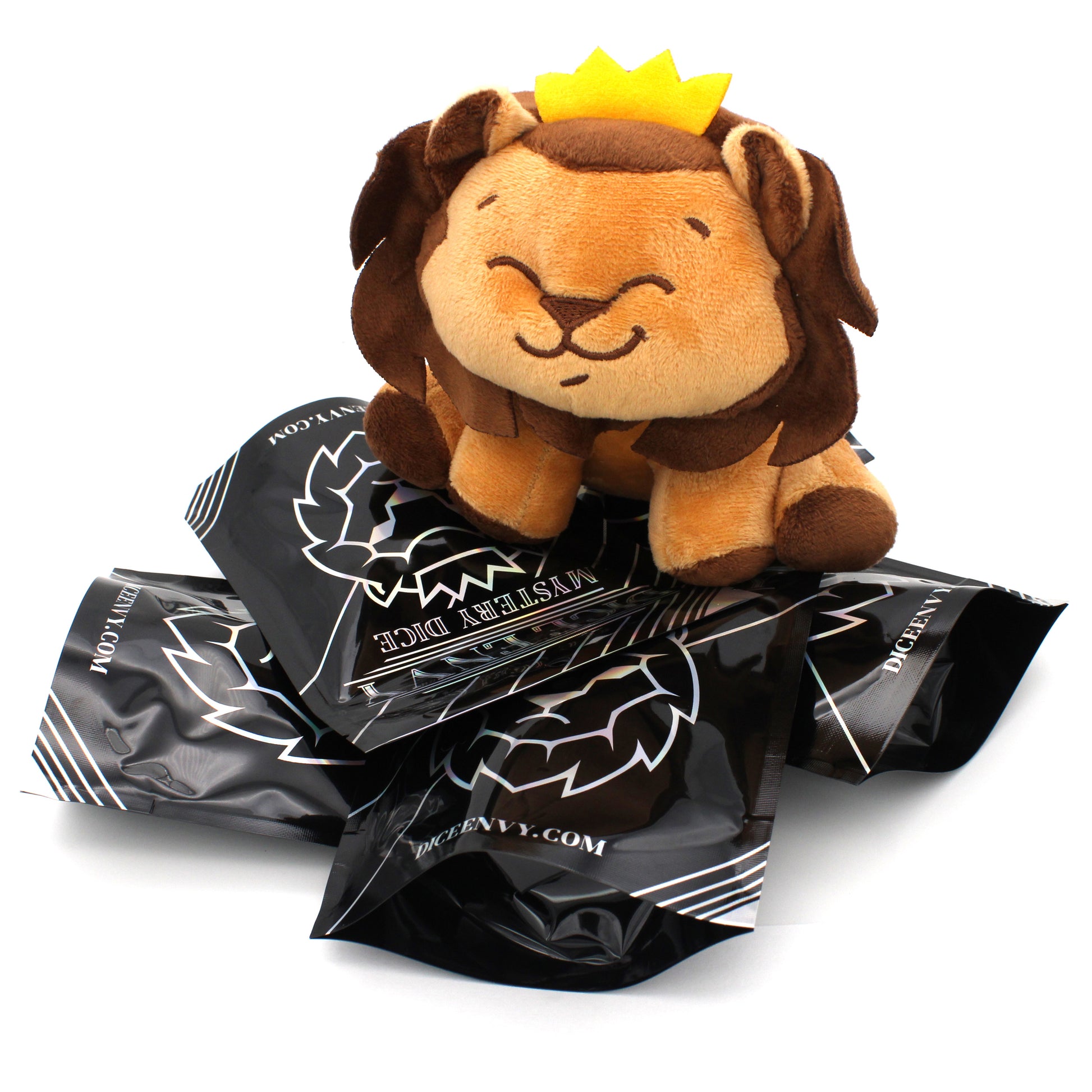 Each Brockton Plush Dice Bag now comes with a 10-piece Mystery set of polymer dice! Brockton himself is constructed from soft, satin-lined fabric and can hold a full 10-piece Dice Envy dice set (clearly). 6" x 6" x 6.5"