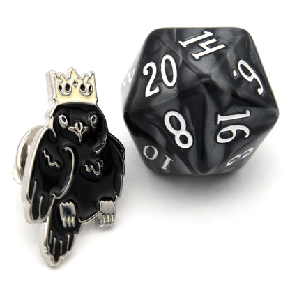 Crow-ned Pins measure 16mm x 25mm and come with a metal clutch backing.