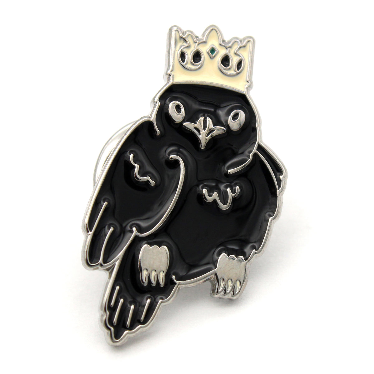 Crow-ned Pins measure 16mm x 25mm and come with a metal clutch backing.