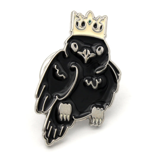 Crow-ned Pins measure 16mm x 25mm and come with a metal clutch backing.