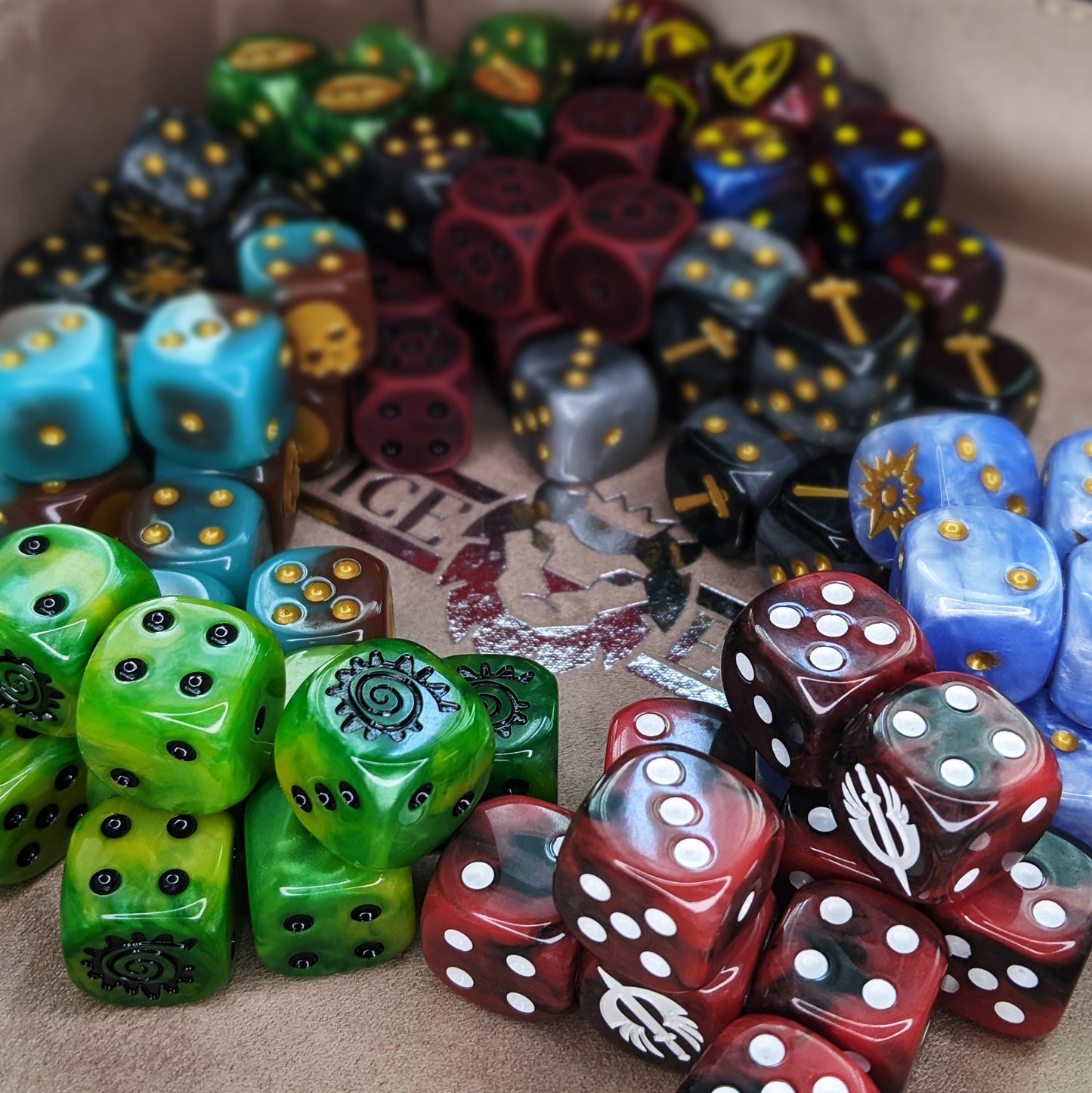 Dice Envy's d6 Monthly Dice Subscription Box delivers 10 matching d6 to your door each month in ever-changing styles and colors. It's cubetacular!