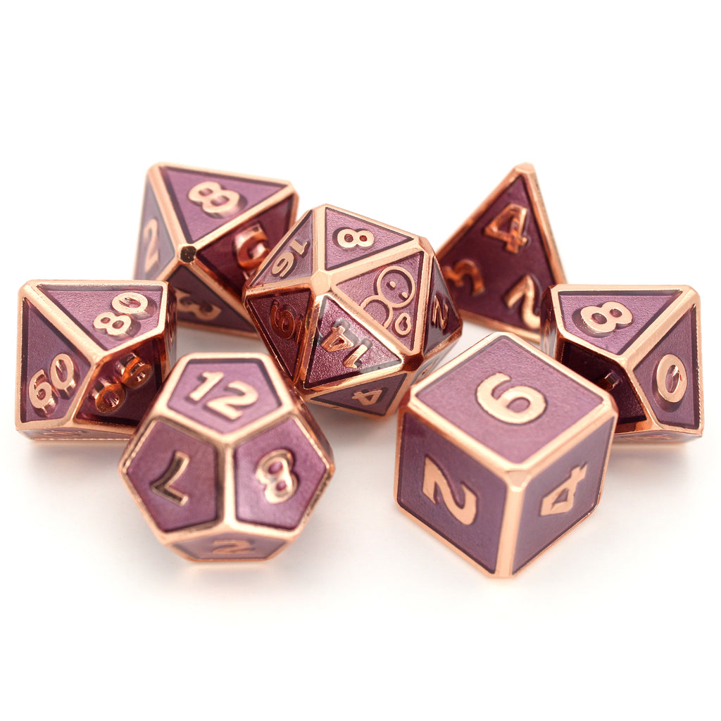 Dabarella is a 7-piece rose gold, framed metal set filled with a rich, mauve enamel. It is part of the Adventure is Nigh collection, developed in collaboration with The Escapist.