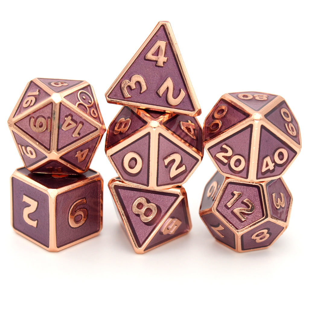 Dabarella is a 7-piece rose gold, framed metal set filled with a rich, mauve enamel. It is part of the Adventure is Nigh collection, developed in collaboration with The Escapist.