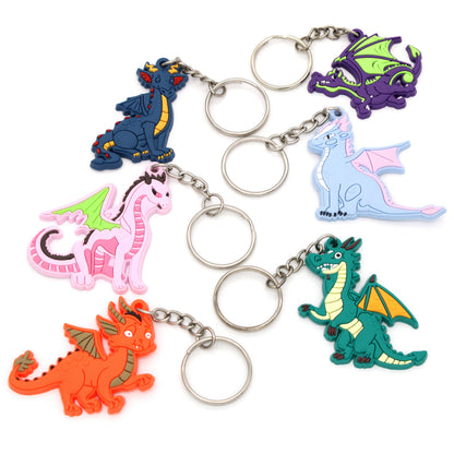 Dragon Keychains come with a key ring attached to a roughly 2.5" rubber dragon.