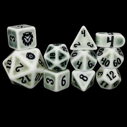 Dryad Dust is a 10-piece pale-colored resin set with a matte finish and dark green center pattern.