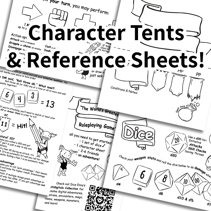 Each Dungeon Club Pack includes six mystery sets of polymer dice, five Snap Bracelet Rulers, a Combat Tracking Pad, a DM Button Pin, various printouts, and a link to digital downloads.