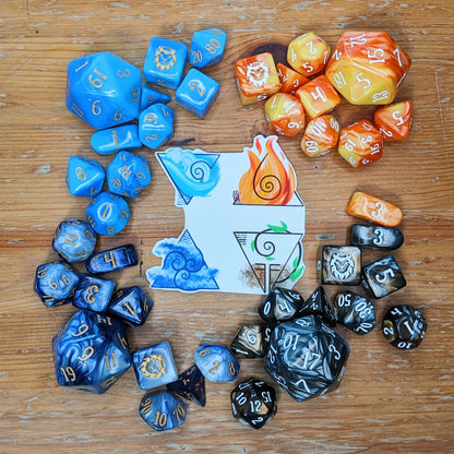 The Elemental Adept Bundle comes with four 10-piece Signature sets: FIREBALL, Shape Water, Air Apparent, and Earthquake, plus a temporary tattoo so you can show off your bending skills!