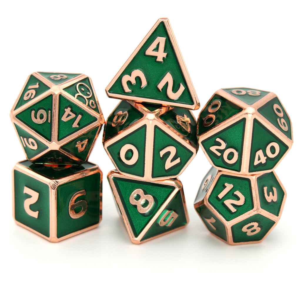 Grinderbin is a 7-piece rose gold, framed metal set filled with a vivid, emerald enamel. It is part of the Adventure Is Nigh collection, developed in collaboration with The Escapist.