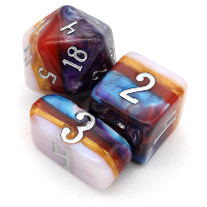 Hollow Bastion is a 10-piece resin set with layers of purple, blue, red, gold, and white - inked in silver.
