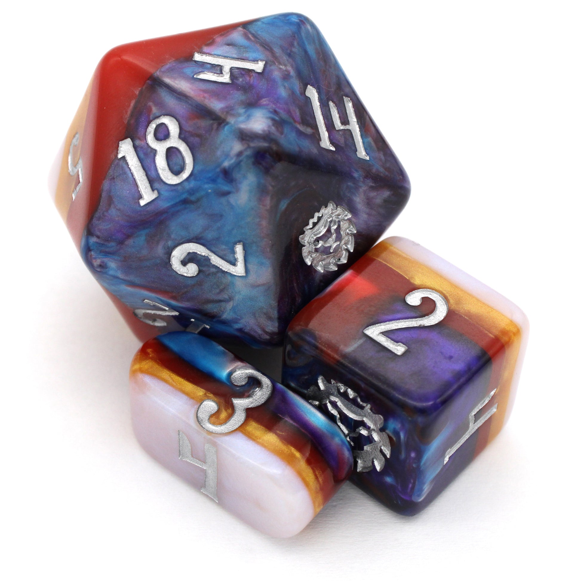 Hollow Bastion is a 10-piece resin set with layers of purple, blue, red, gold, and white - inked in silver.