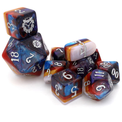 Hollow Bastion is a 10-piece resin set with layers of purple, blue, red, gold, and white - inked in silver.