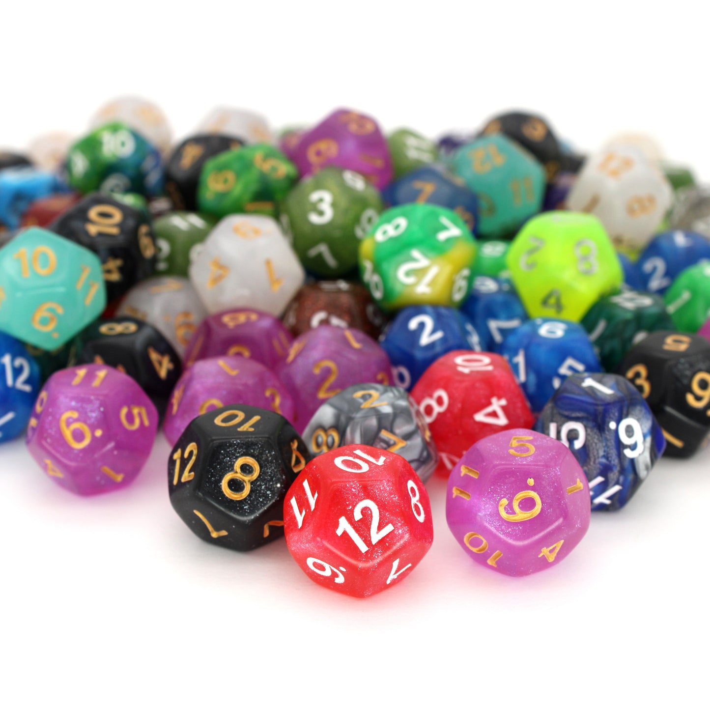 Each Hope & Fear Mystery order comes with two d12s hand-matched to your expressed leanings, enclosed in a small organza drawstring pouch.