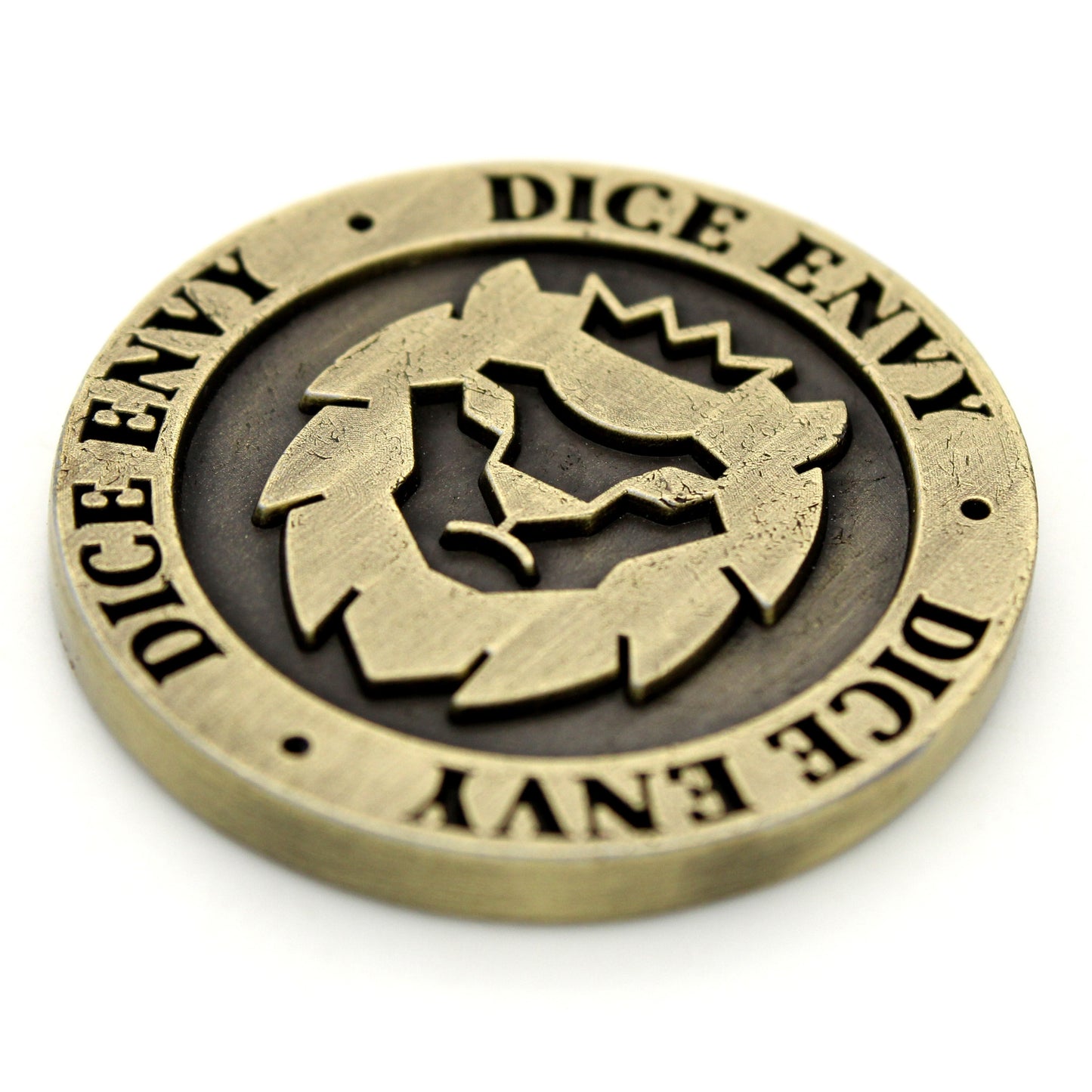 Inspiration Coins are a set of five double-sided, ancient gold colored metal tokens each measuring 30mm in diameter.