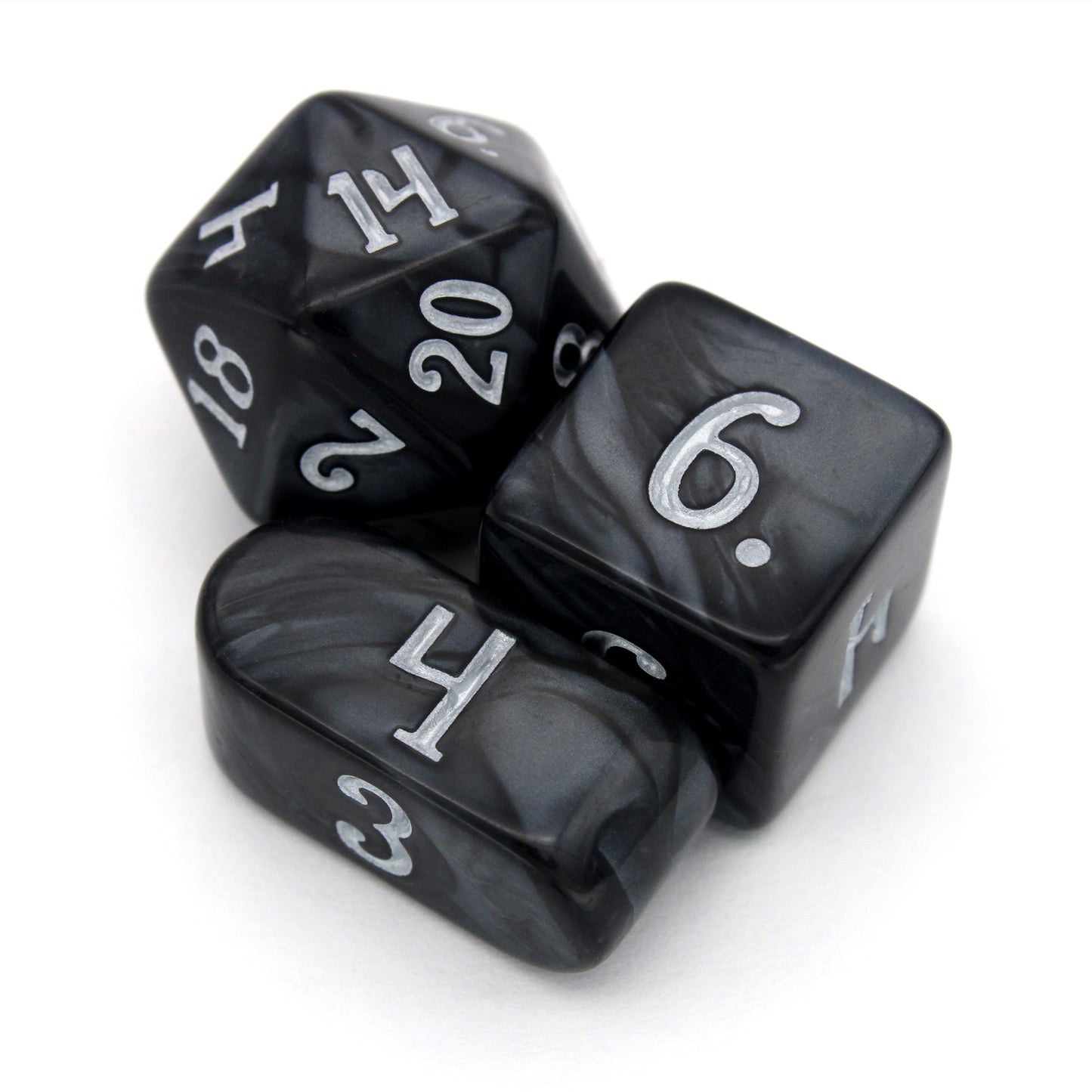 Legato is a 10-piece black acrylic set, inked in silver.