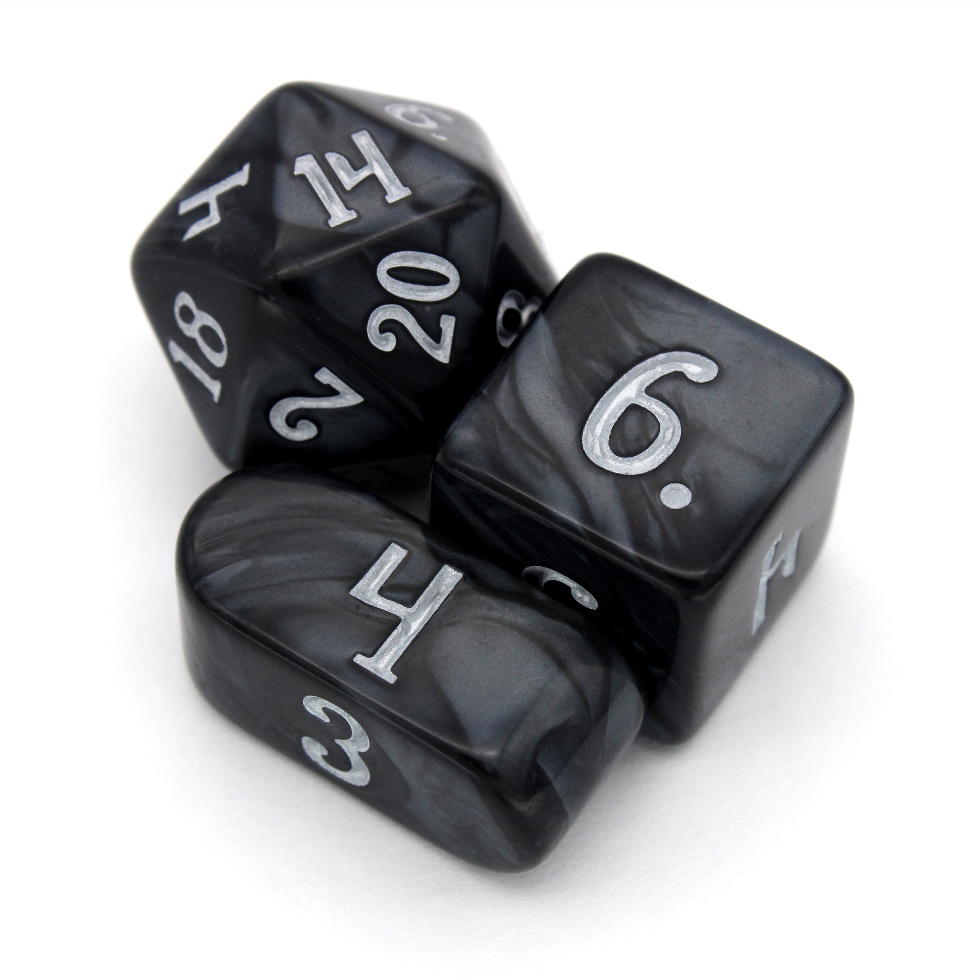 Legato is a 10-piece black acrylic set, inked in silver.