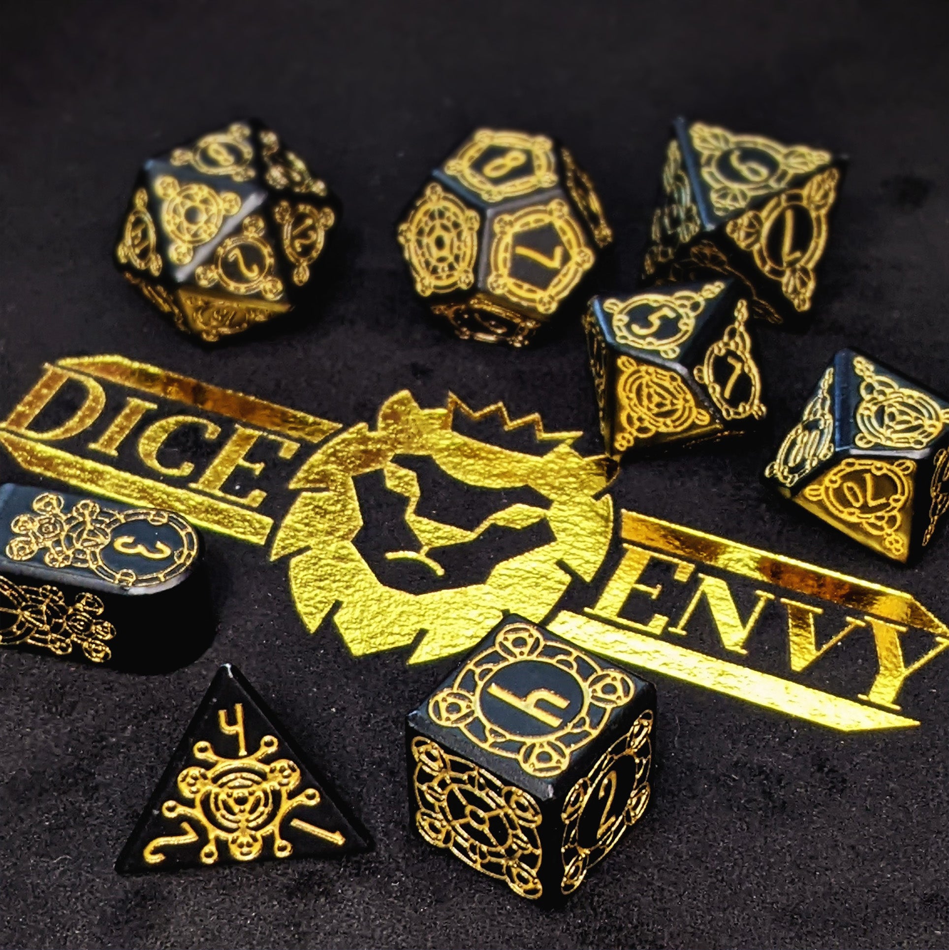 Each month you will receive a different metal 8-piece set of dice: a pyramid d4, a d6, a d8, a d10, a percentile d10, a d12, and a d20 PLUS either an Infinity d4 or alternate d20. We select one unique set per month for subscriptions, so multiple quantities of this subscription will result in duplicate sets!