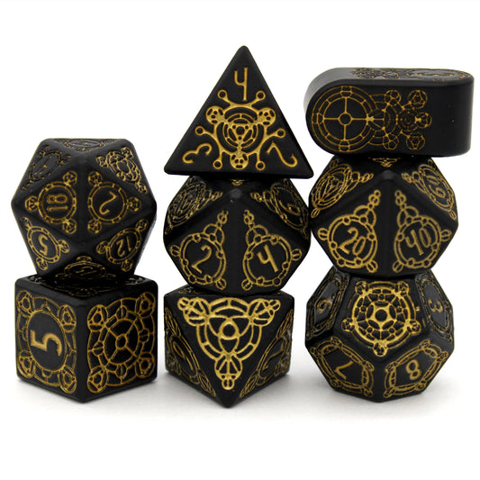 Midnight Portent is an 8-piece, gold-on-black metal version of our fan-favorite Midnight Sigil set, from our exclusive Sigil Collection.