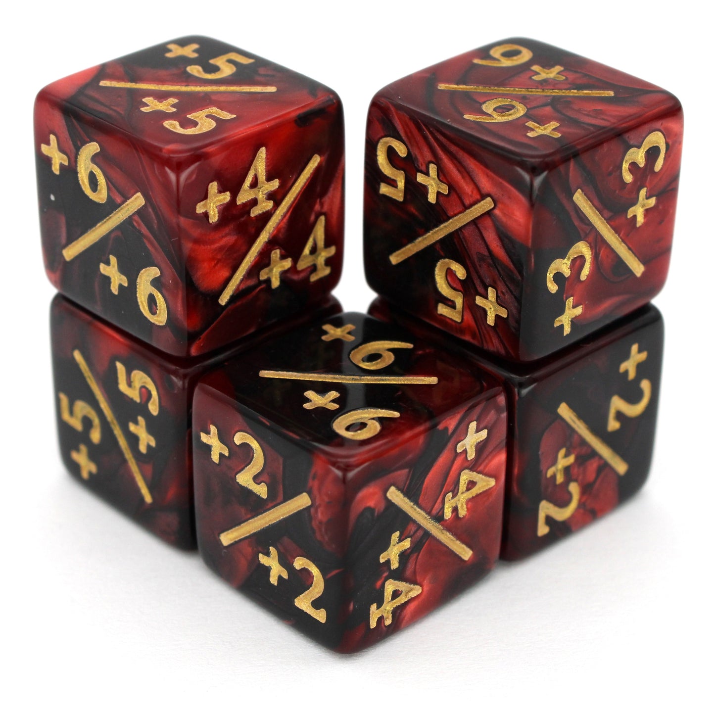 Each Magic Counters - 16mm set contains 5x positive or negative polymer modifier dice in an array of colorful shades.