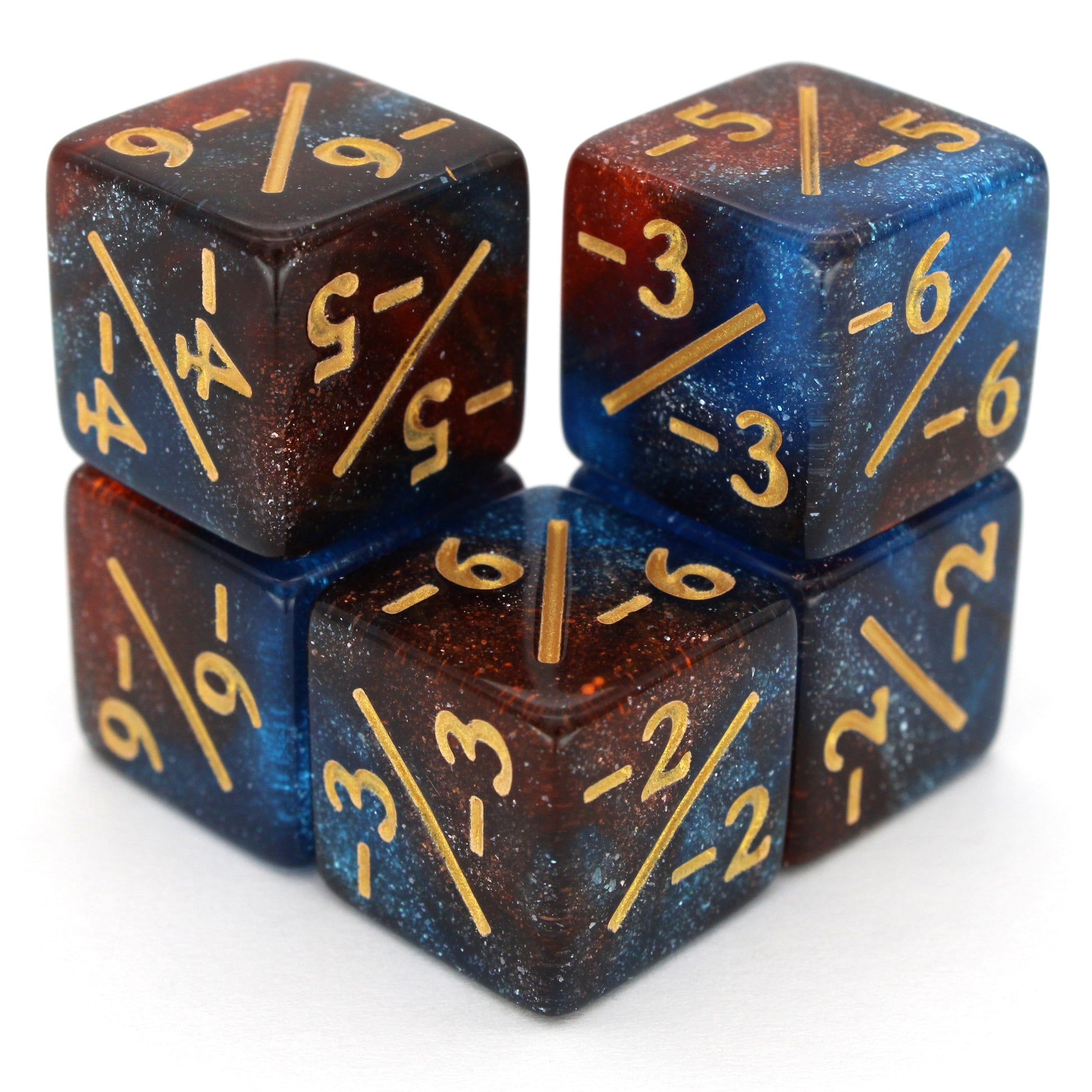 Each Magic Counters - 16mm set contains 5x positive or negative polymer modifier dice in an array of colorful shades.
