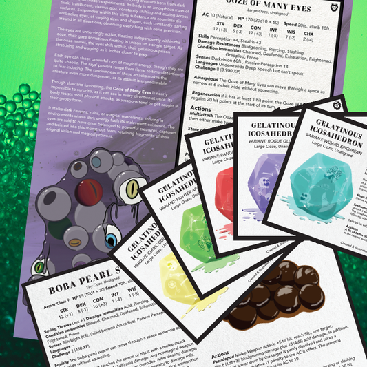 Oodles of Oozes bundle includes .pdfs of seven monster stat blocks.