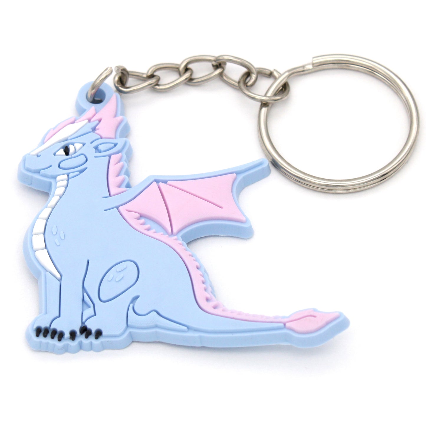 Dragon Keychains come with a key ring attached to a roughly 2.5" rubber dragon.