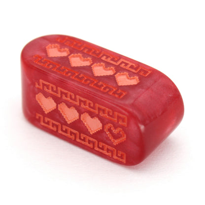 Pixel Hearts: Wildberry are custom berry red resin Infinity d4s inked in peachy pink.