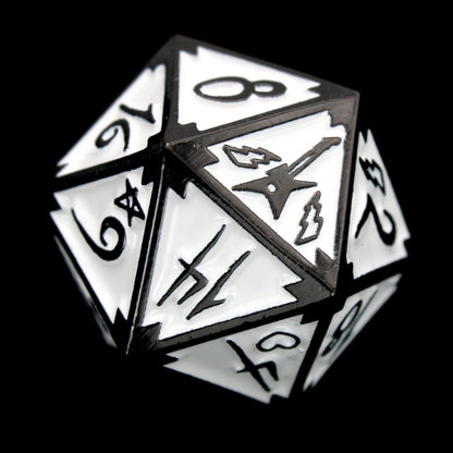 Radio Edit is an 8-piece Dice Envy Original set in black metal and white enamel, embellished with guitars and punk notebook marginalia.