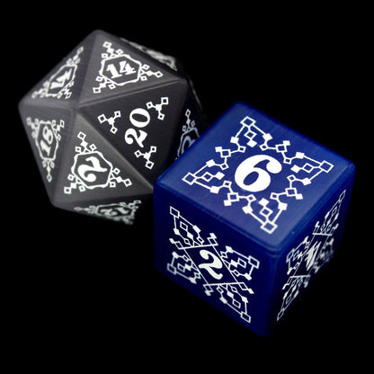 Shiver Stone is a 7-piece, blue and silver stone set in our exclusive Frost design, inked in white.