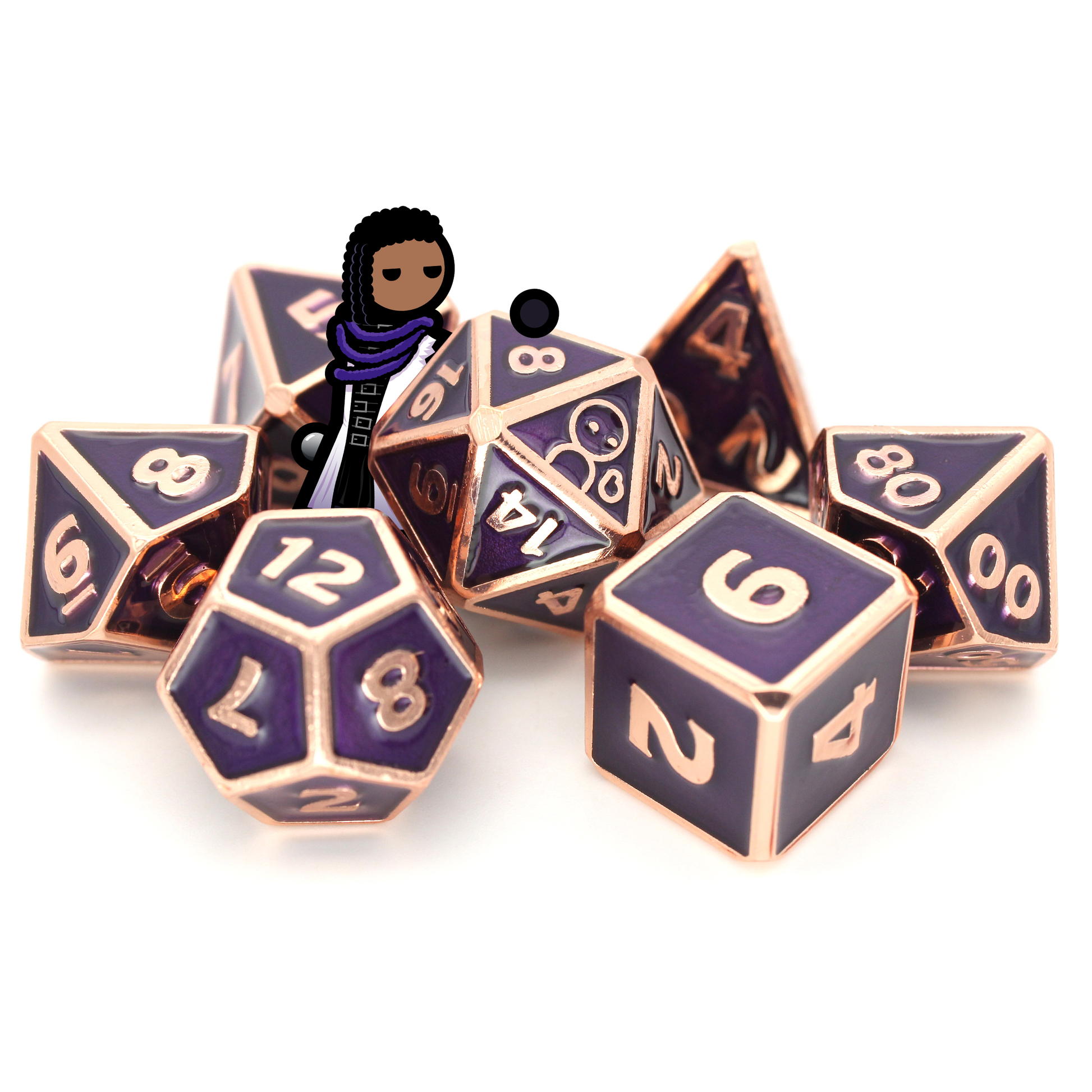 Sigmar is a 7-piece rose gold, framed metal set filled with an intense, purple enamel. It is part of the Adventure Is Nigh collection.