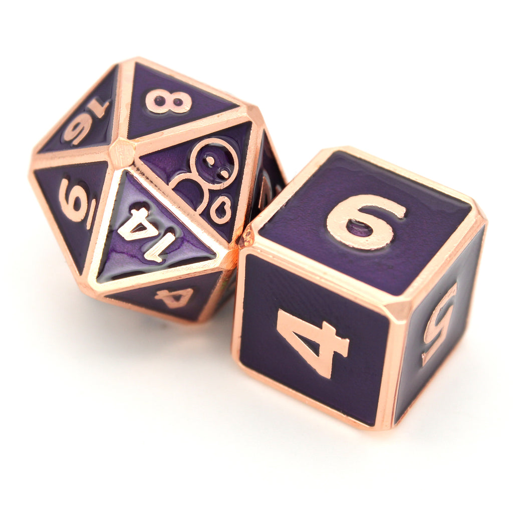 Sigmar is a 7-piece rose gold, framed metal set filled with an intense, purple enamel. It is part of the Adventure Is Nigh collection, developed in collaboration with The Escapist.