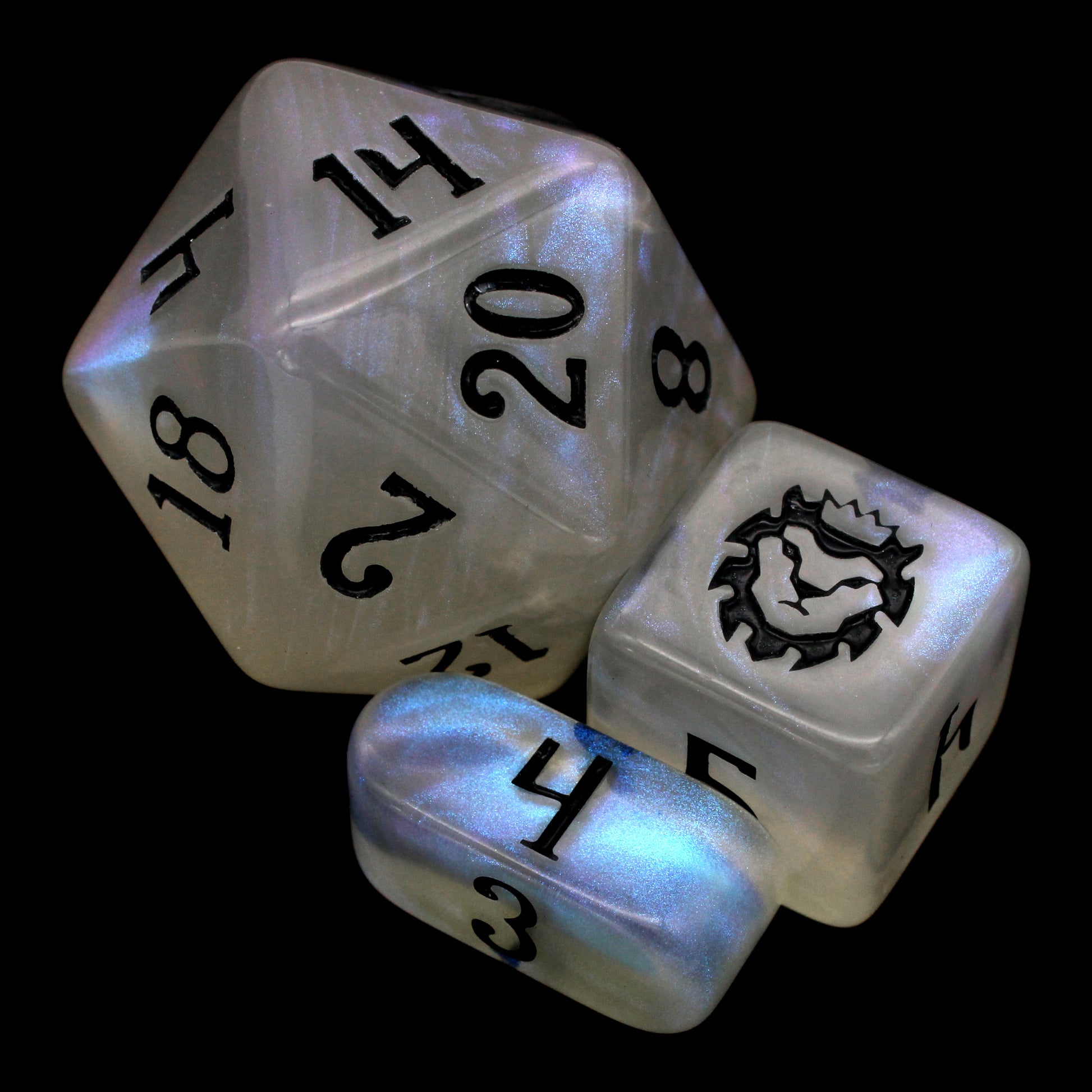 Sleeptired is a 10-piece set of milky dice that opalesce when your eyes slide half-closed and catch the light just right.