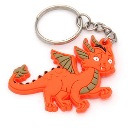 Dragon Keychains come with a key ring attached to a roughly 2.5" rubber dragon.