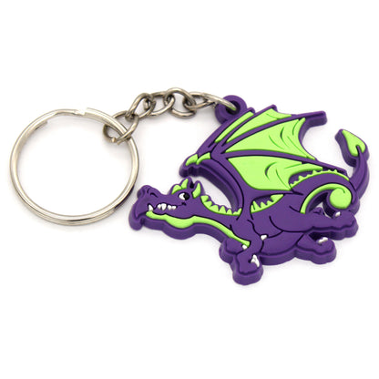 Dragon Keychains come with a key ring attached to a roughly 2.5" rubber dragon.