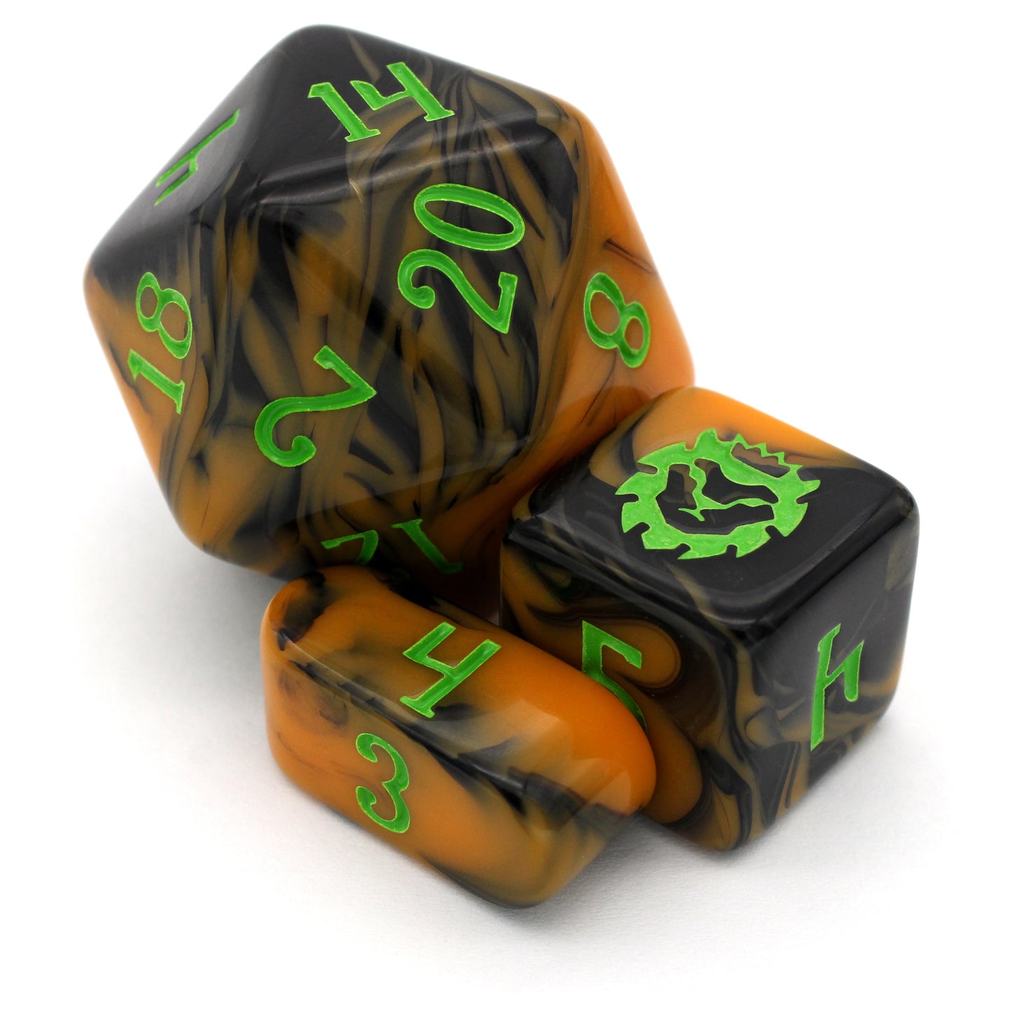 Squash Goals is a 10-piece swirled orange and black acrylic set, inked in neon green. Any questions?