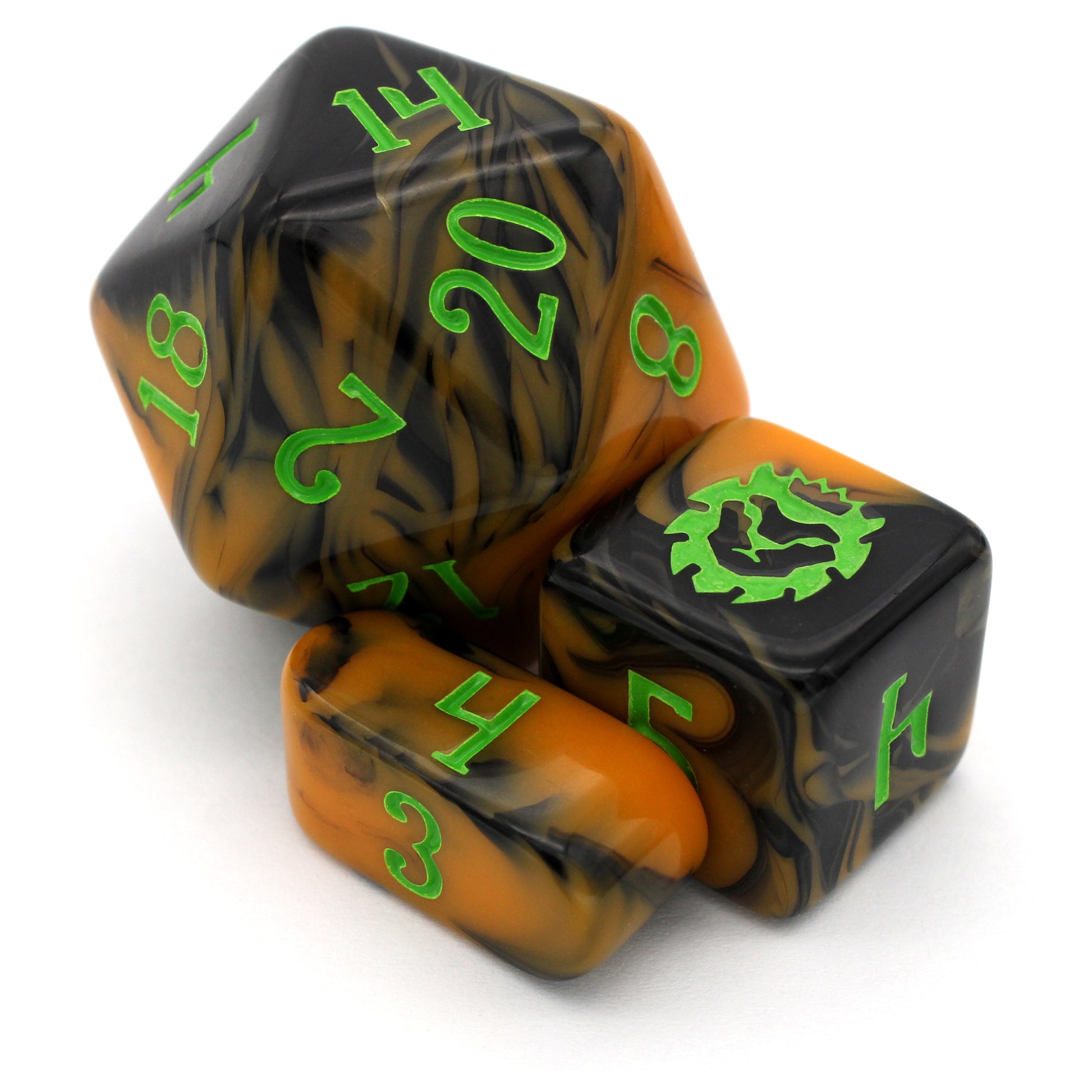 Squash Goals is a 10-piece swirled orange and black acrylic set, inked in neon green. Any questions?