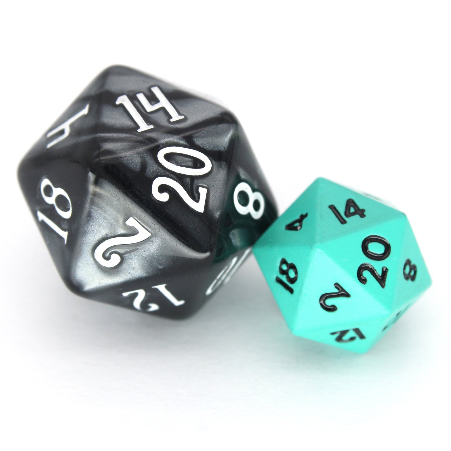 Sylphs is a 7-piece set of matte, cyan colored 10mm metal dice.