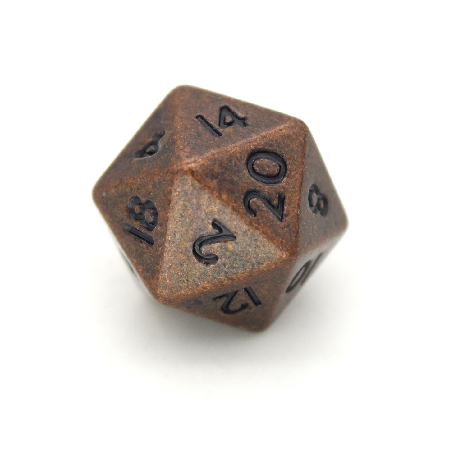 Urchins is a 7-piece set of ancient copper colored 10mm metal dice.