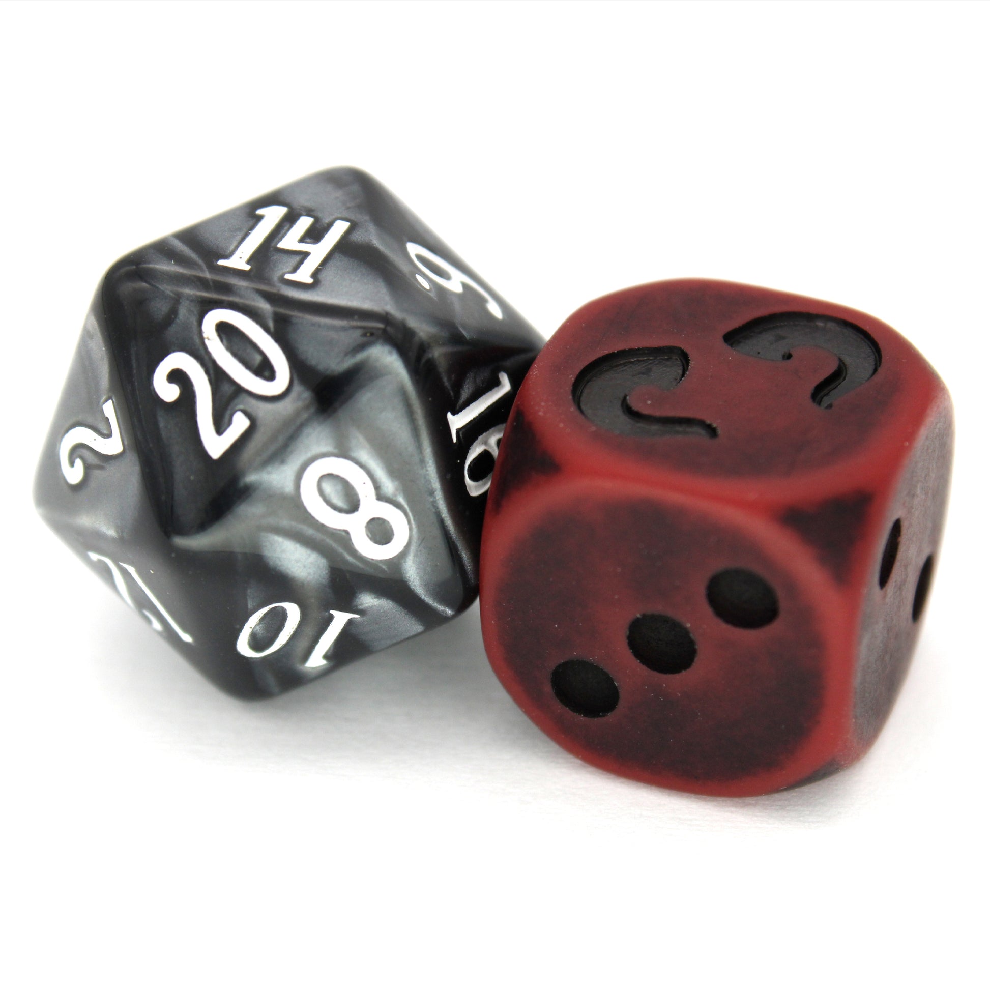 War Horns (Blood) is a 10-piece set of 16mm polymer d6s in beastly red, with pips and horn engraving in black ink. It is part of our Fantasy Squads series of dice for miniature wargaming.